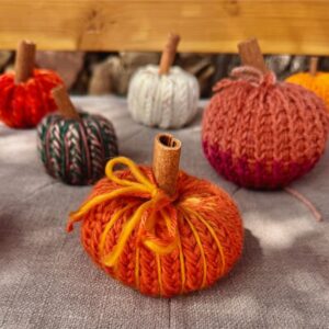 Handmade Crochet Pumpkins with Cinnamon Stick Stem – Cozy Fall Decor