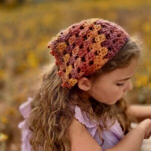 Handmade Crochet Bandana – Autumn Tones Boho Hair Scarf