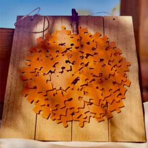 “Puzzle Piece Pumpkin” Handmade Wall Art – Unique Fall Craft Décor