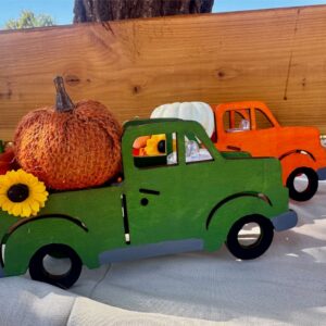 “Green Harvest Truck” Handmade Wooden Fall Decor
