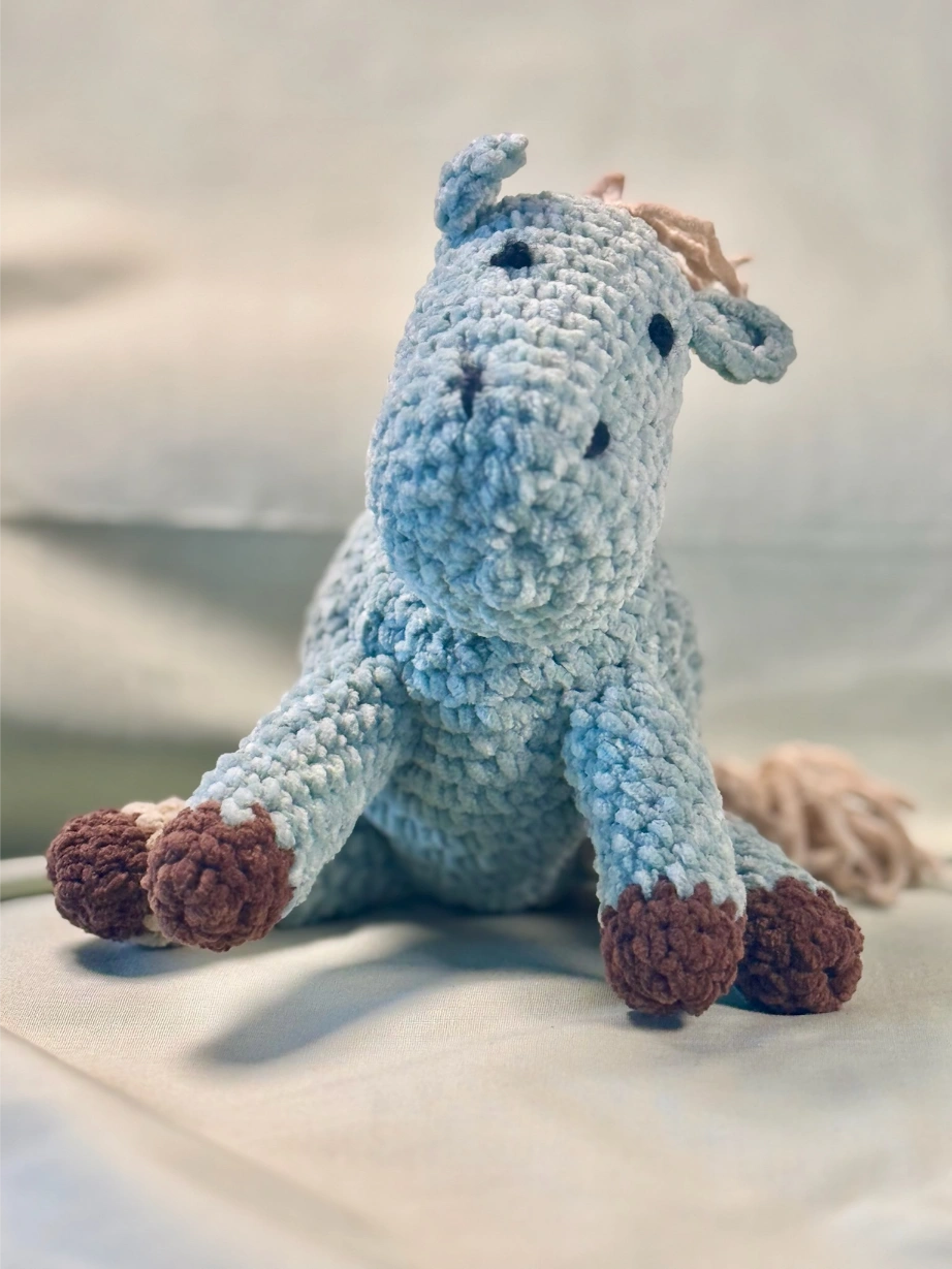 Handmade Light Minted Sage Horse Plushie – Soft Crochet Stuffed Animal