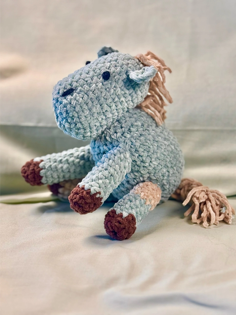 Handmade Light Minted Sage Horse Plushie – Soft Crochet Stuffed Animal - Image 3